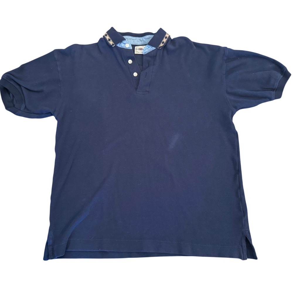 Vintage County Seat Jeanswear Navy Blue Polo Shirt Mens Medium Cotton 90s Style